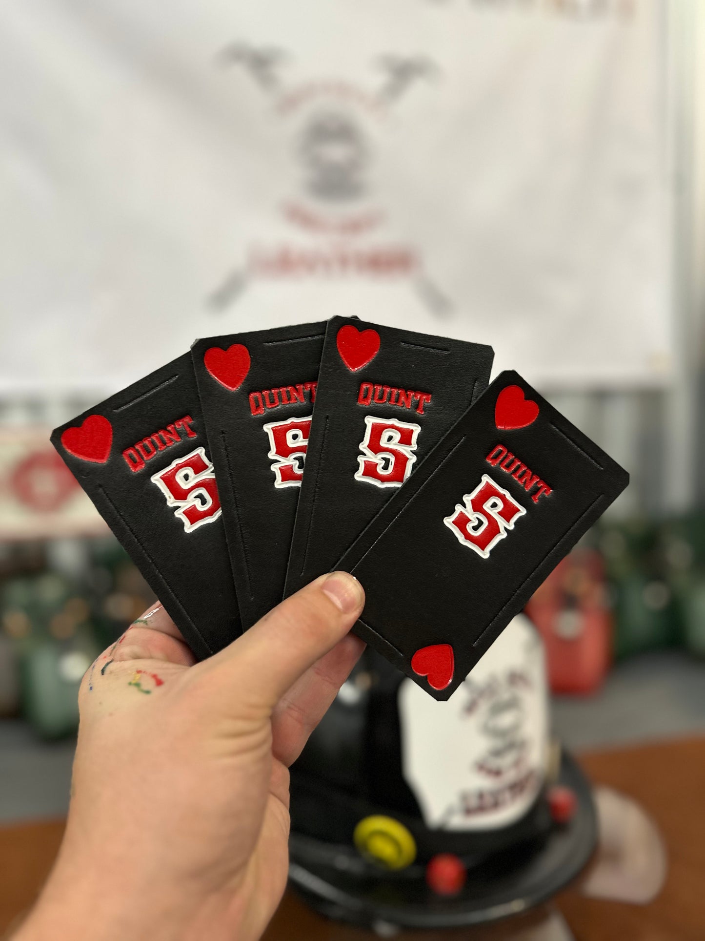 “The Joker“ Custom leather helmet cards