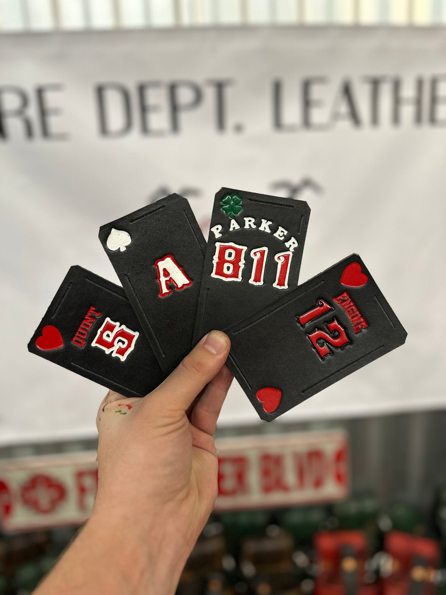 “The Joker“ Custom leather helmet cards