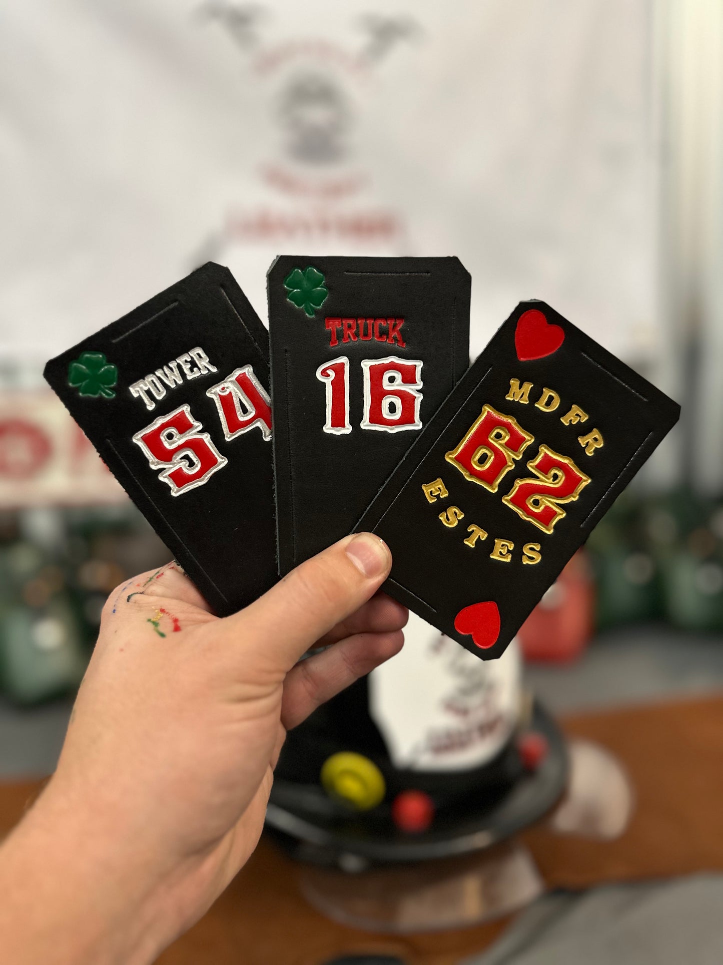 “The Joker“ Custom leather helmet cards