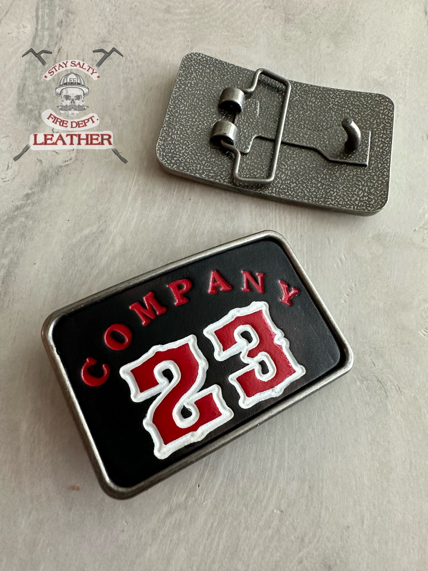 Custom leather belt buckle