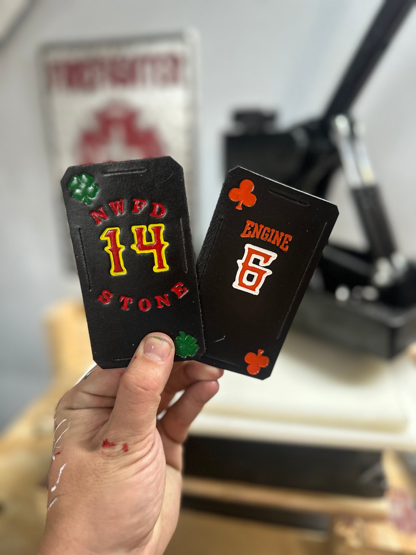 “The Joker“ Custom leather helmet cards