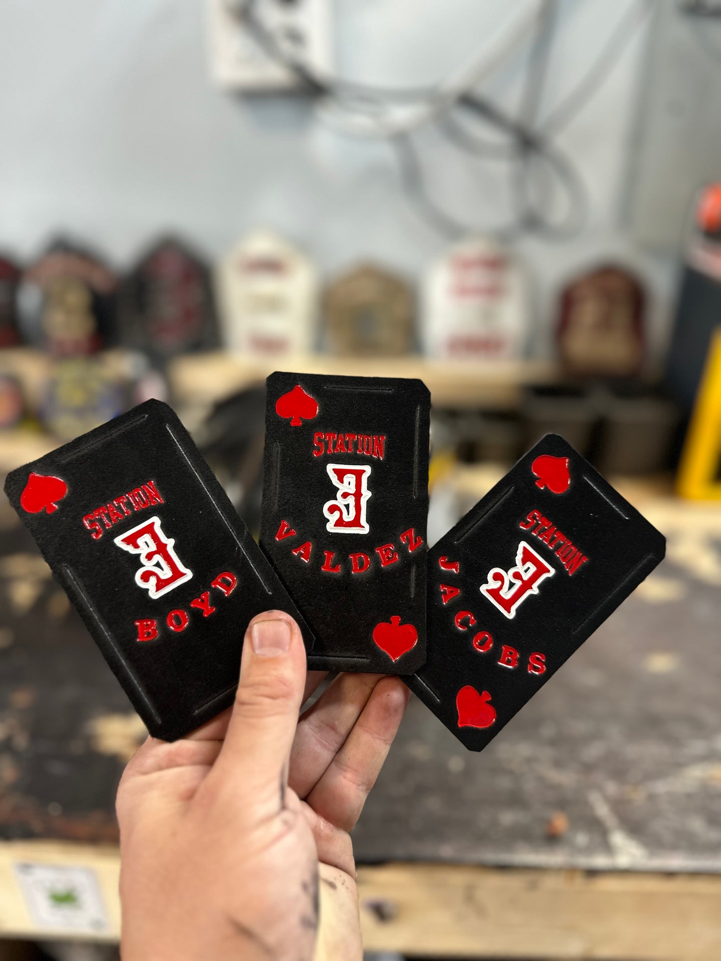 “The Joker“ Custom leather helmet cards