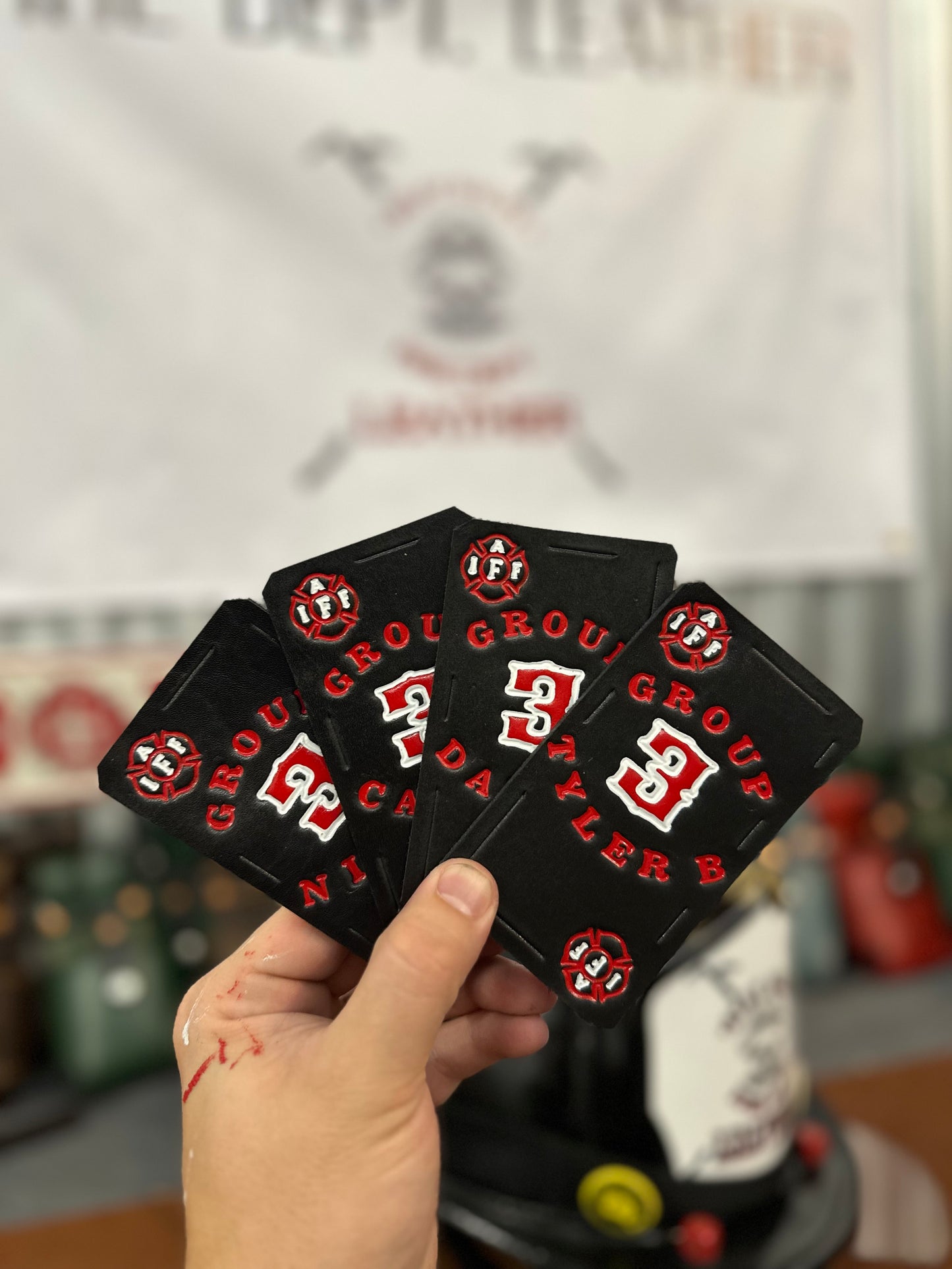 “The Joker“ Custom leather helmet cards