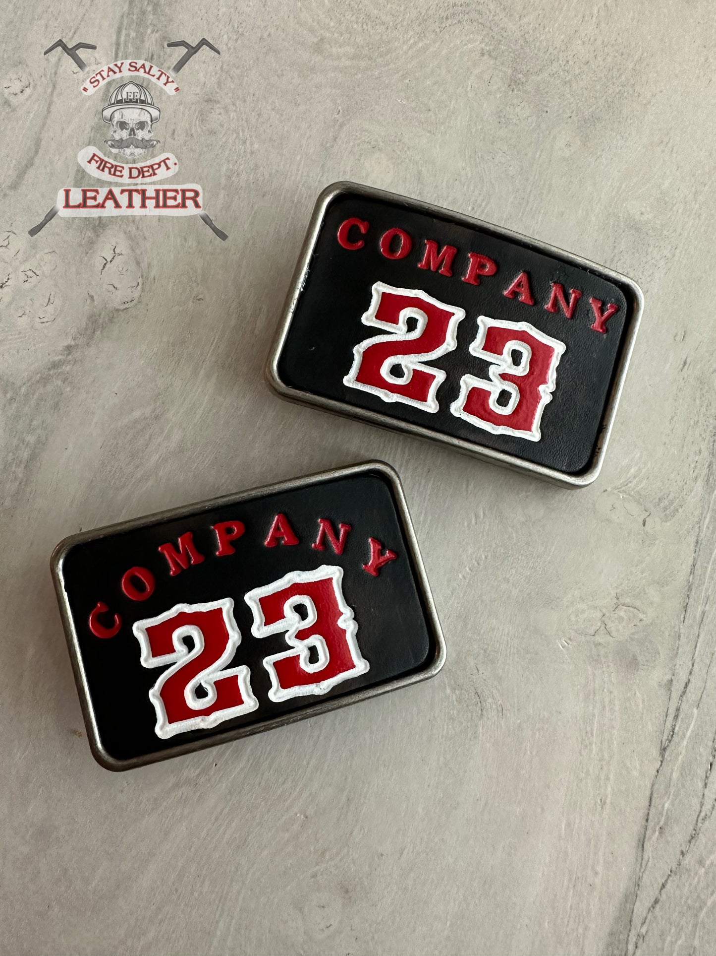 Custom leather belt buckle