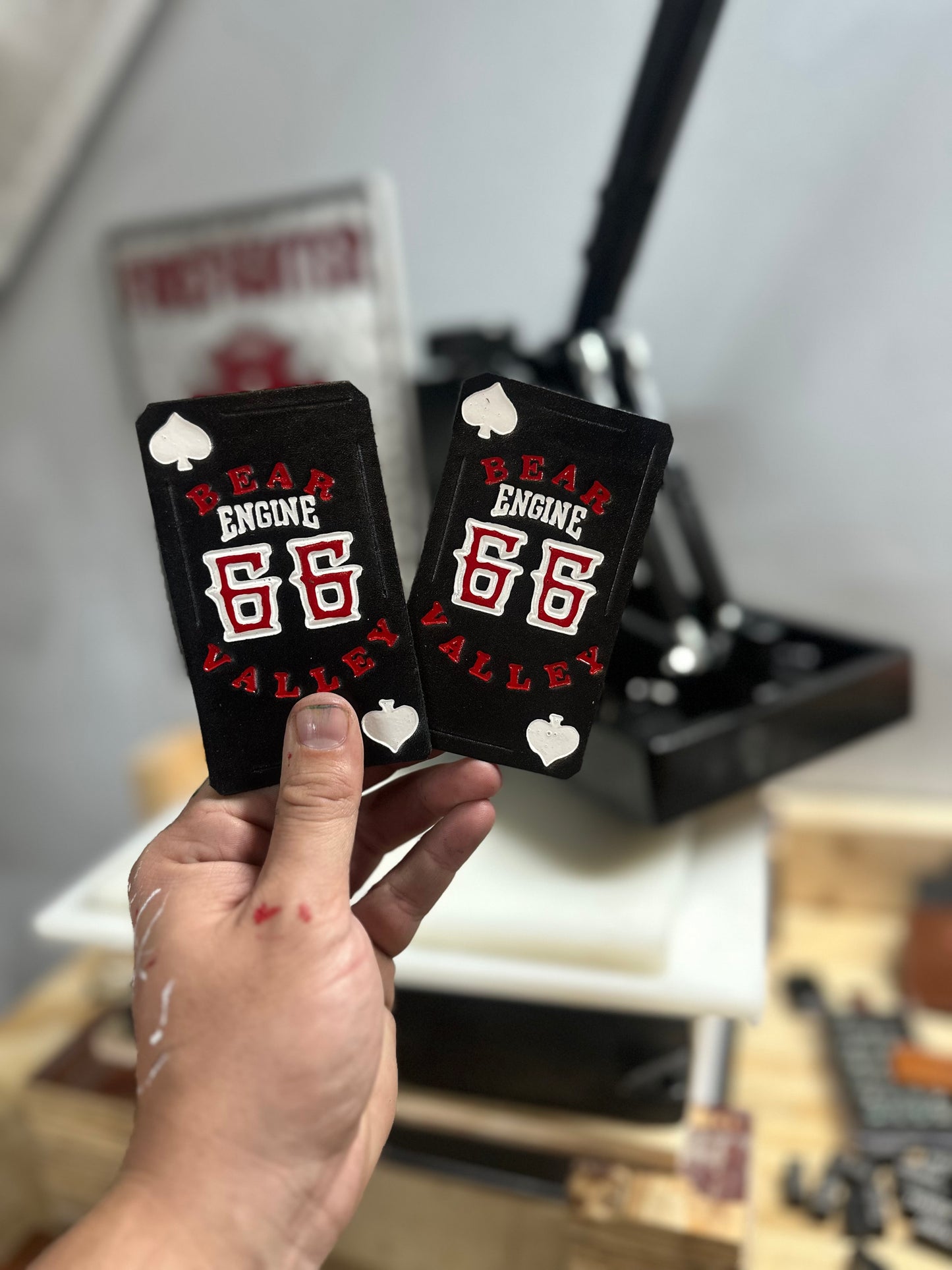 “The Joker“ Custom leather helmet cards