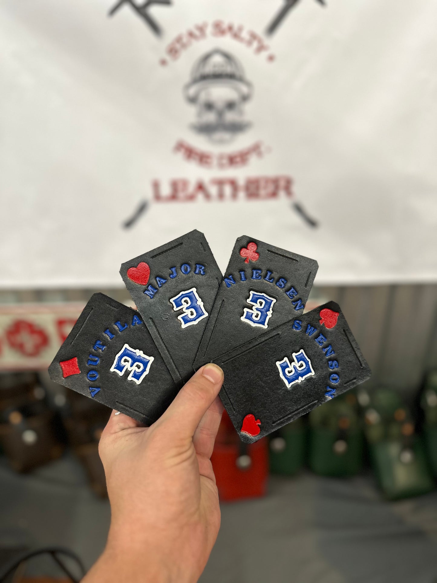 “The Joker“ Custom leather helmet cards