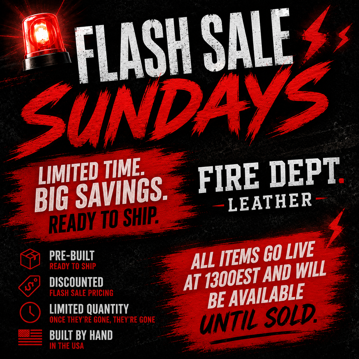 FLASH SALE SUNDAYS – FIRE DEPT. LEATHER