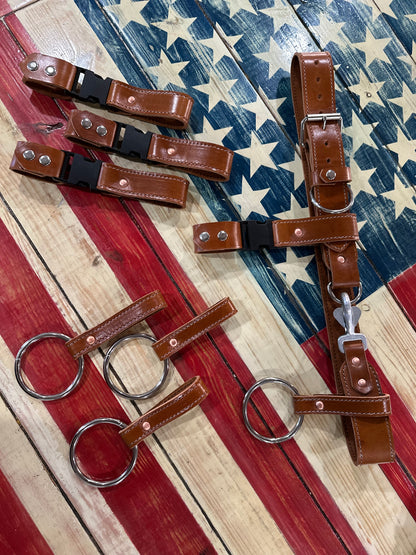 PRE ORDER - SADDLE BROWN LEATHER STITCHED EXTRICATION / TRUCK BELT