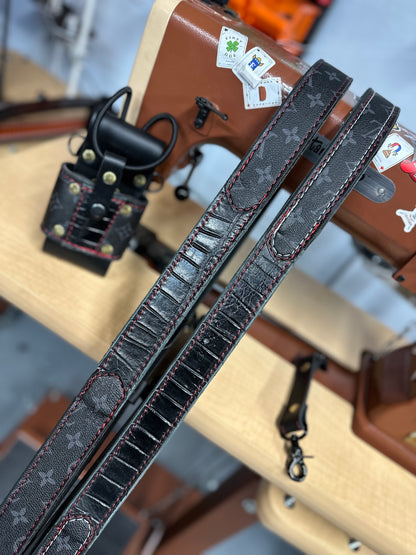 PRE ORDER - Black Designer Monogram X Genuine American Gator Strap Set