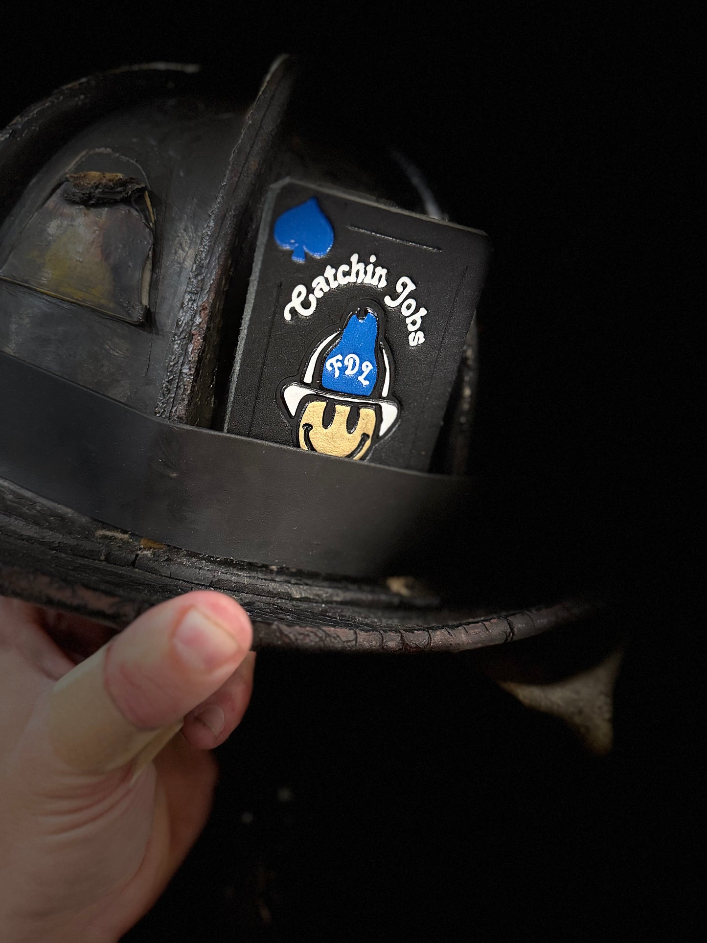 Catchin' Jobs - Leather Helmet Card