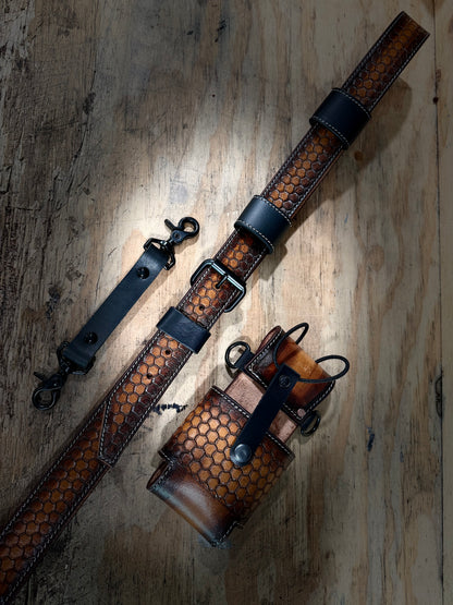 DRAGON SCALE TOOLED CUSTOM RADIO STRAP SET