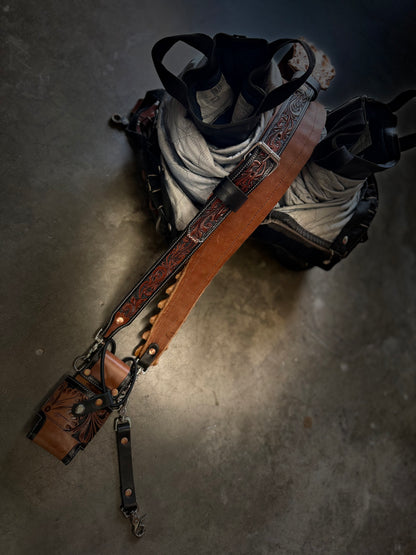 Tooled “Fat Back” Radio strap set