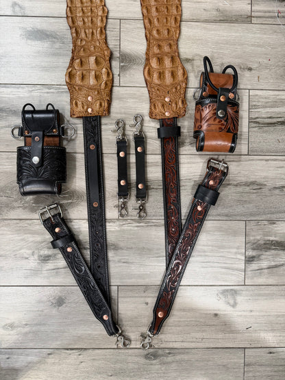 Tooled “Fat Back” Radio strap set