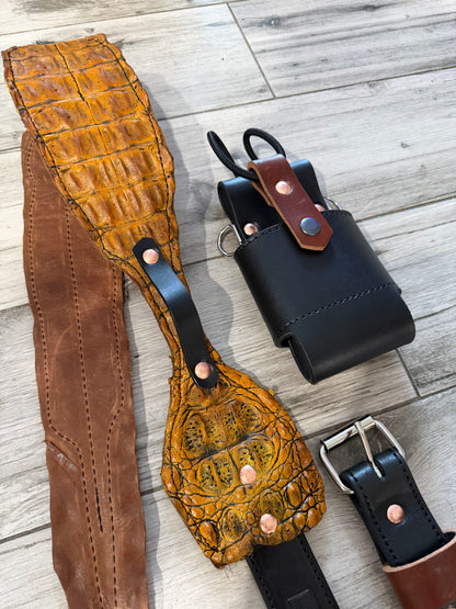 Fat Back - Genuine Crocodile Radio Strap Set