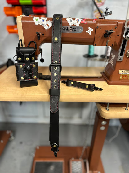 PRE ORDER - Black Designer Monogram X Genuine American Gator Strap Set