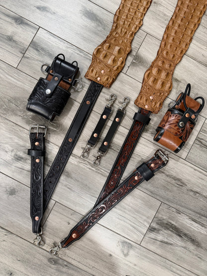 Tooled “Fat Back” Radio strap set