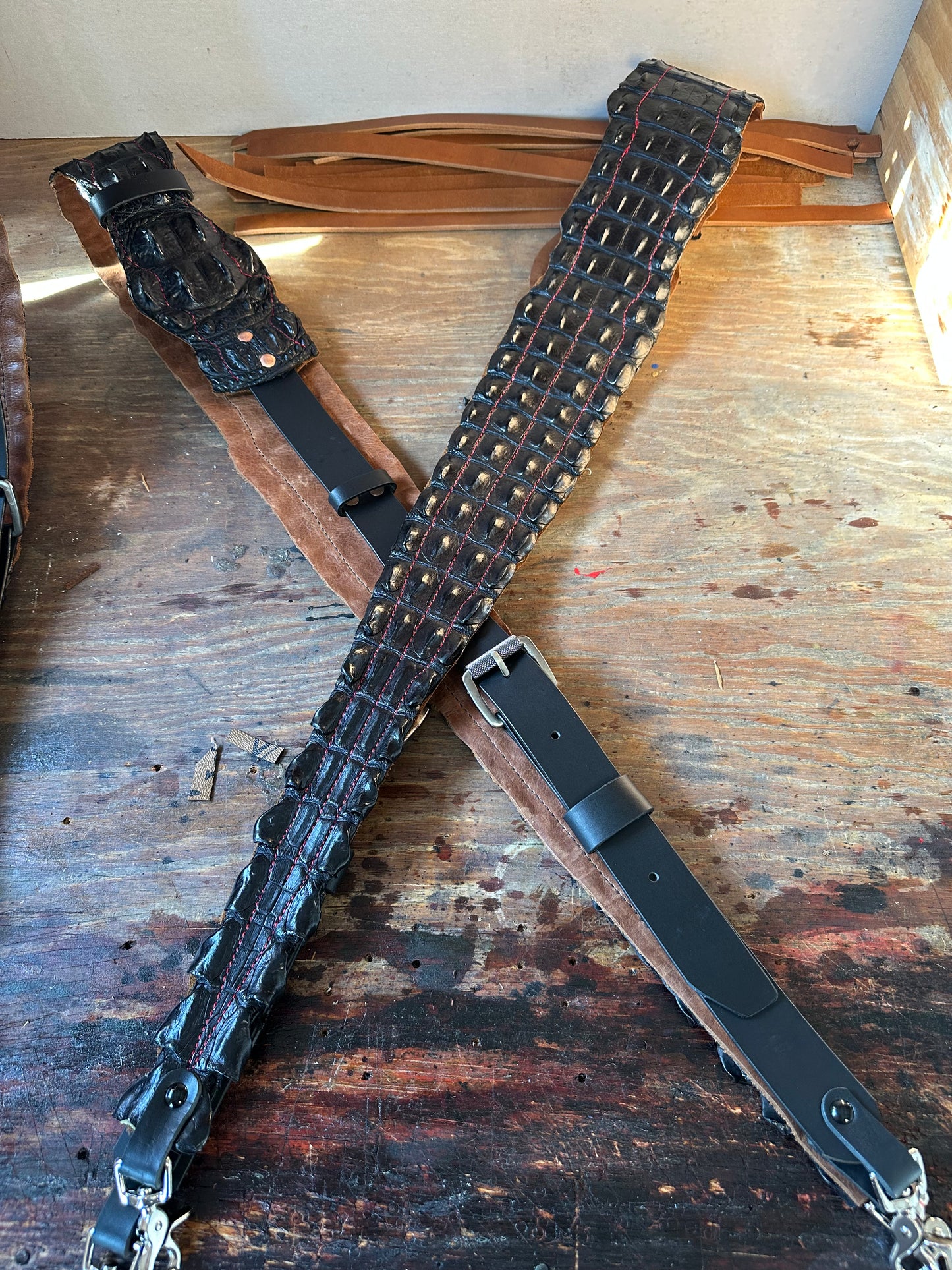 Fat Back - Genuine Crocodile Radio Strap Set