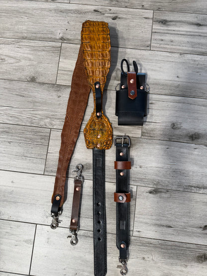 Fat Back - Genuine Crocodile Radio Strap Set