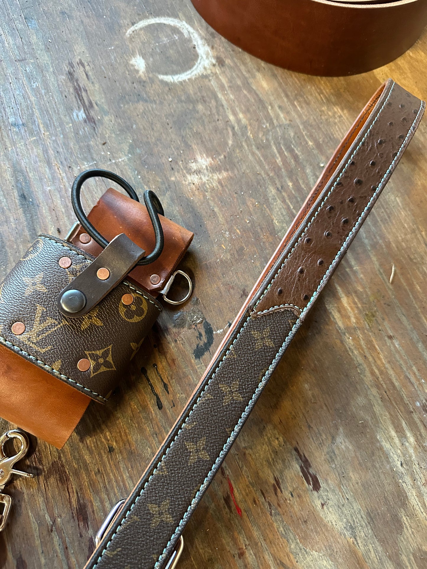 Designer Monogram x Ostrich Strap Set