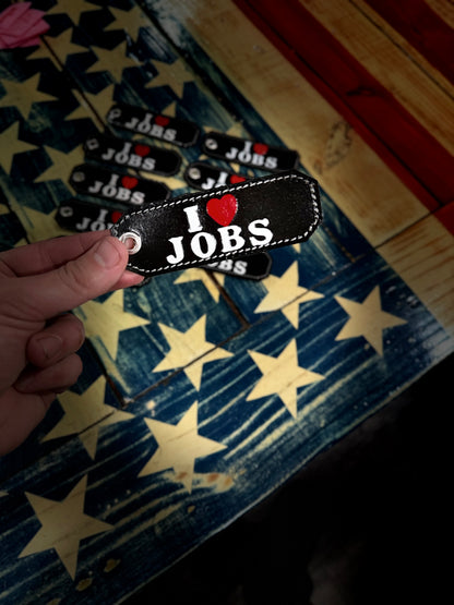 Leather Keychain - I ❤️ Jobs