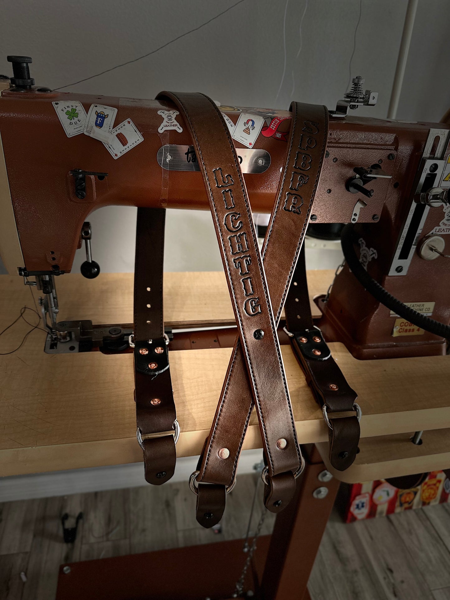 LEATHER BUNKER GEAR SUSPENDERS