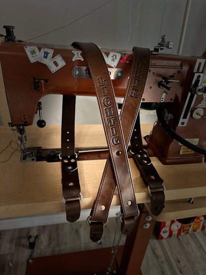 LEATHER BUNKER GEAR SUSPENDERS
