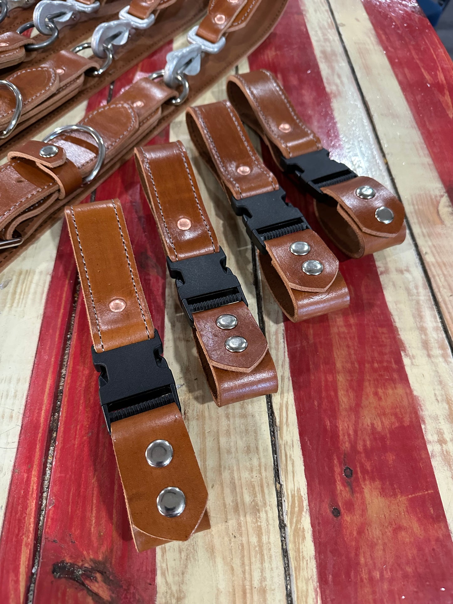 PRE ORDER - SADDLE BROWN LEATHER STITCHED EXTRICATION / TRUCK BELT