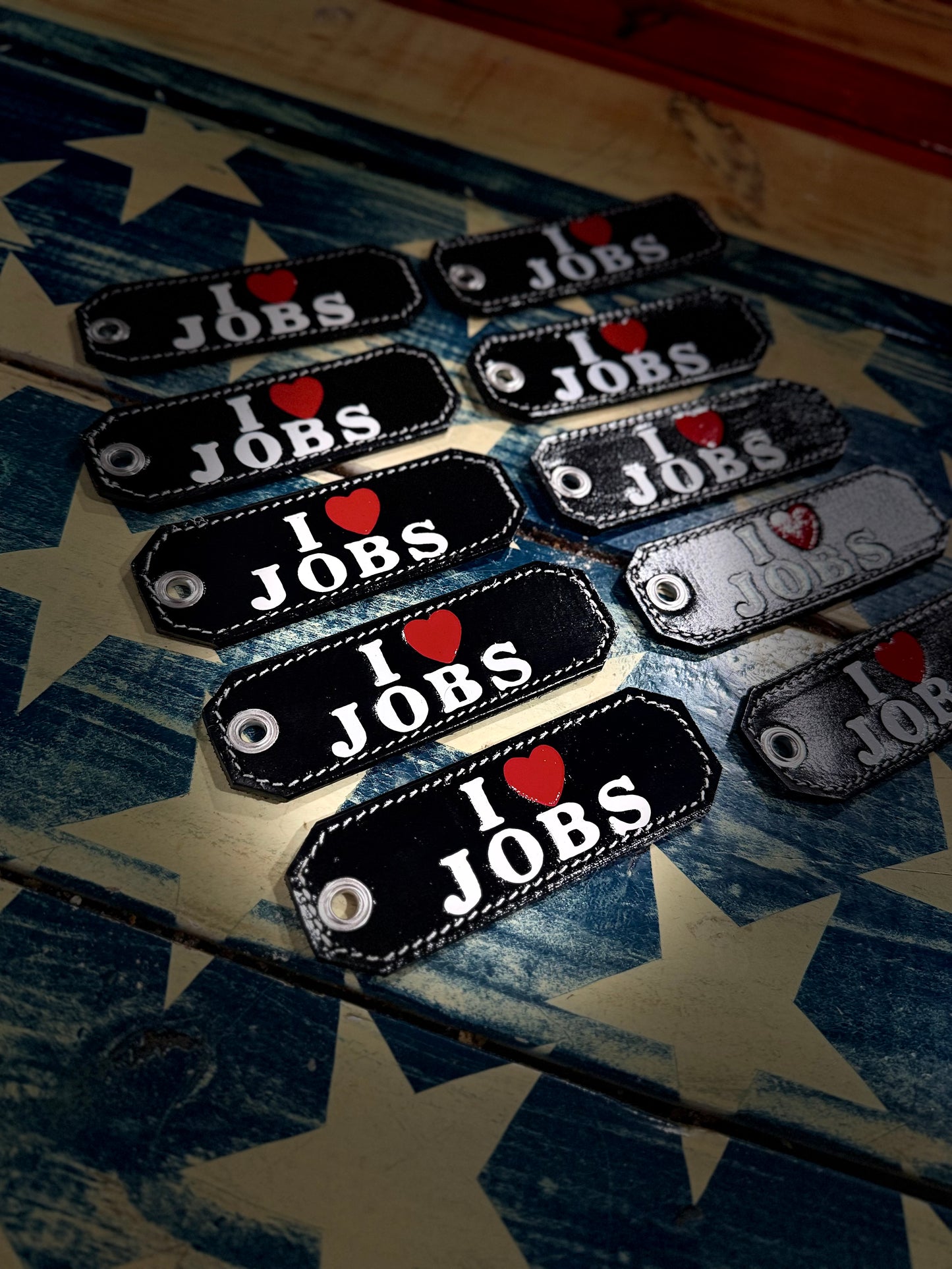 Leather Keychain - I ❤️ Jobs