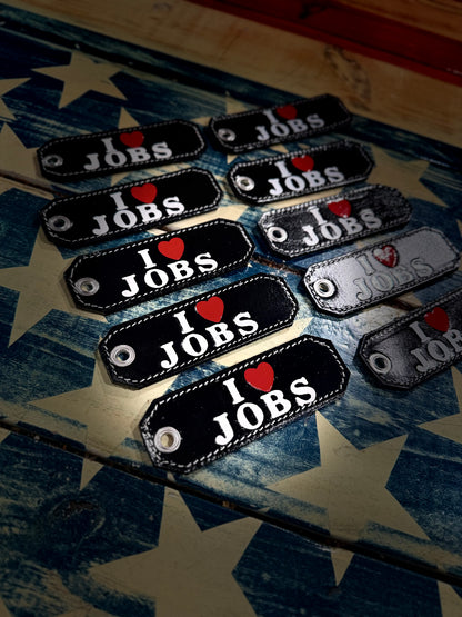 Leather Keychain - I ❤️ Jobs