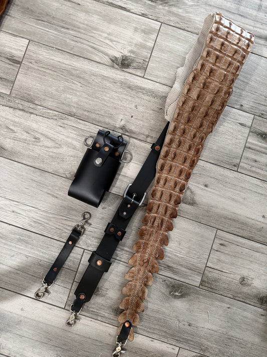 Fat Back - Genuine Crocodile Radio Strap Set