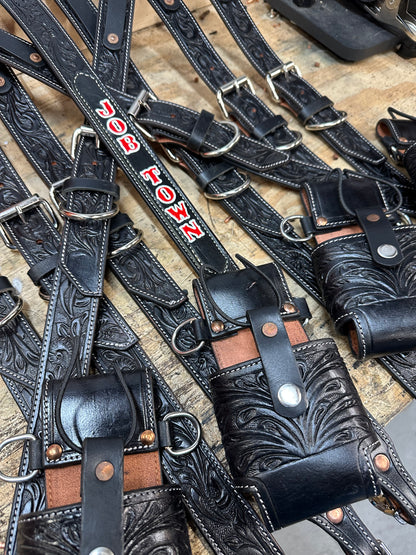 “NEW” BLACKED OUT TOOLED CUSTOM RADIO STRAP SET