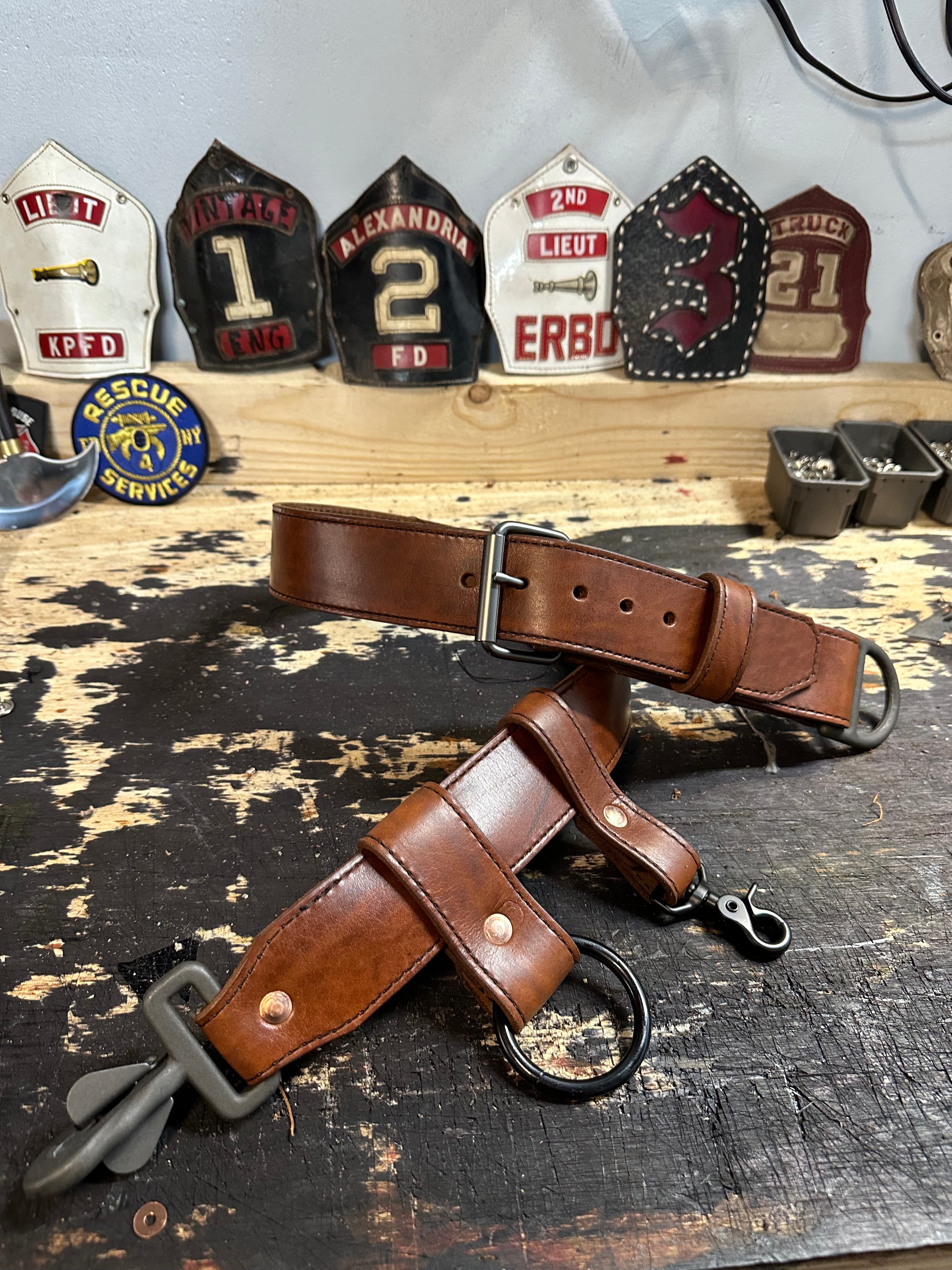 Firefighter leather belt hotsell