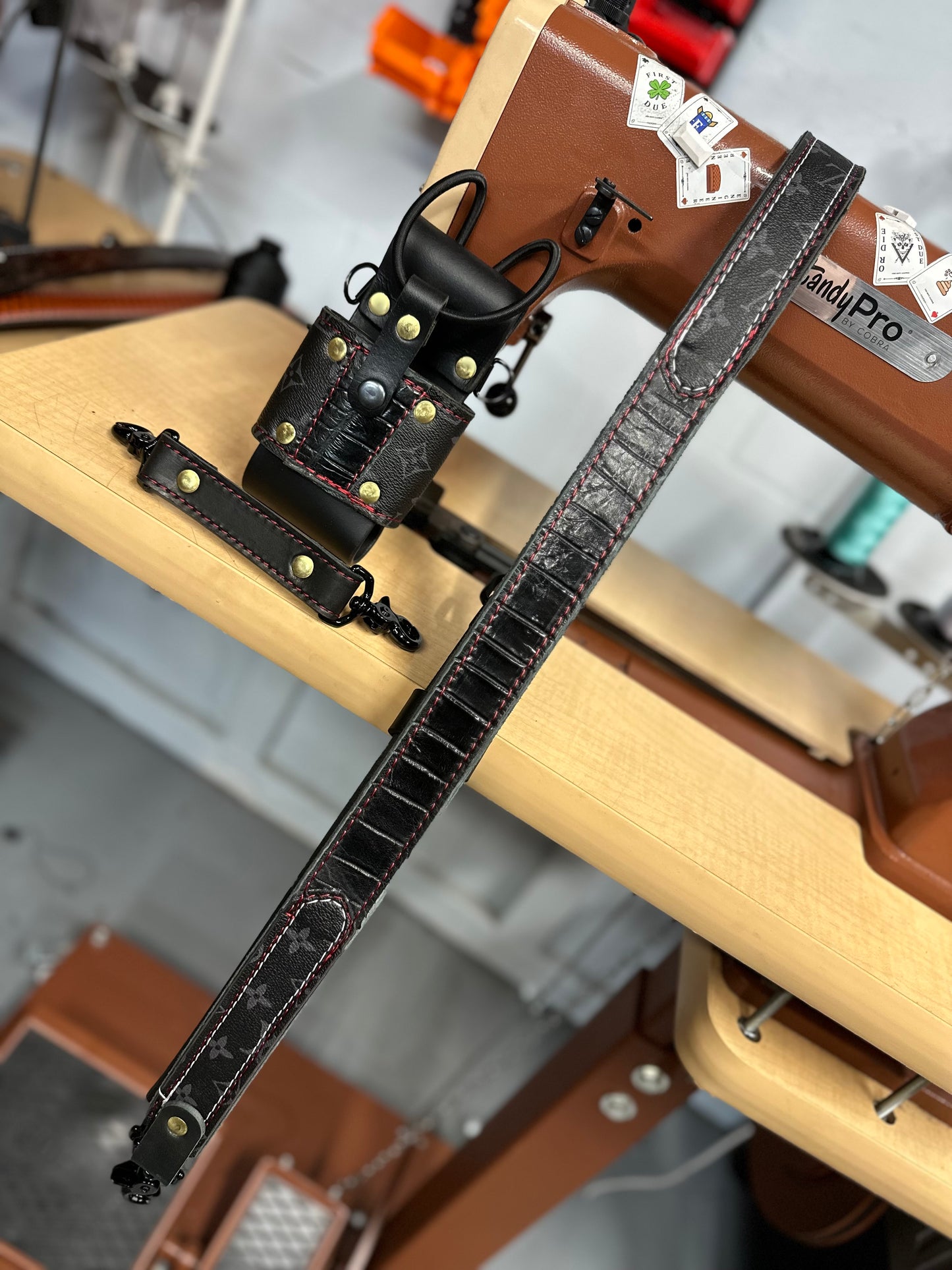 PRE ORDER - Black Designer Monogram X Genuine American Gator Strap Set