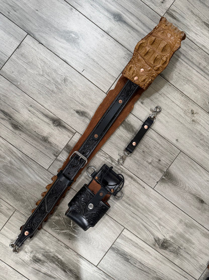 Tooled “Fat Back” Radio strap set