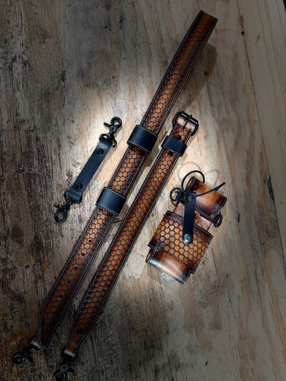 DRAGON SCALE TOOLED CUSTOM RADIO STRAP SET