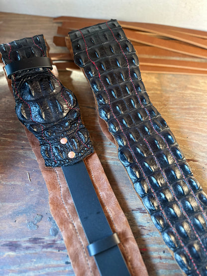 Fat Back - Genuine Crocodile Radio Strap Set