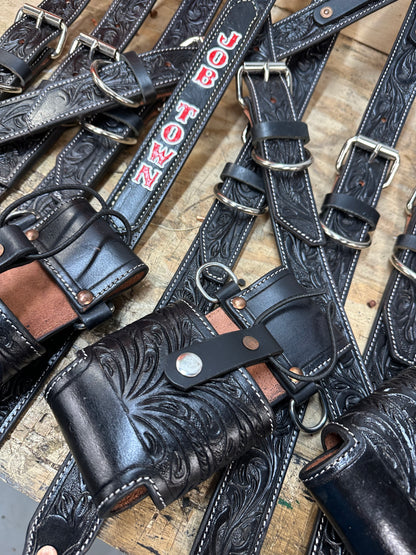 “NEW” BLACKED OUT TOOLED CUSTOM RADIO STRAP SET