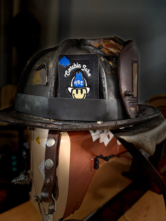 Catchin' Jobs - Leather Helmet Card