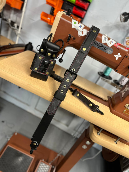 PRE ORDER - Black Designer Monogram X Genuine American Gator Strap Set