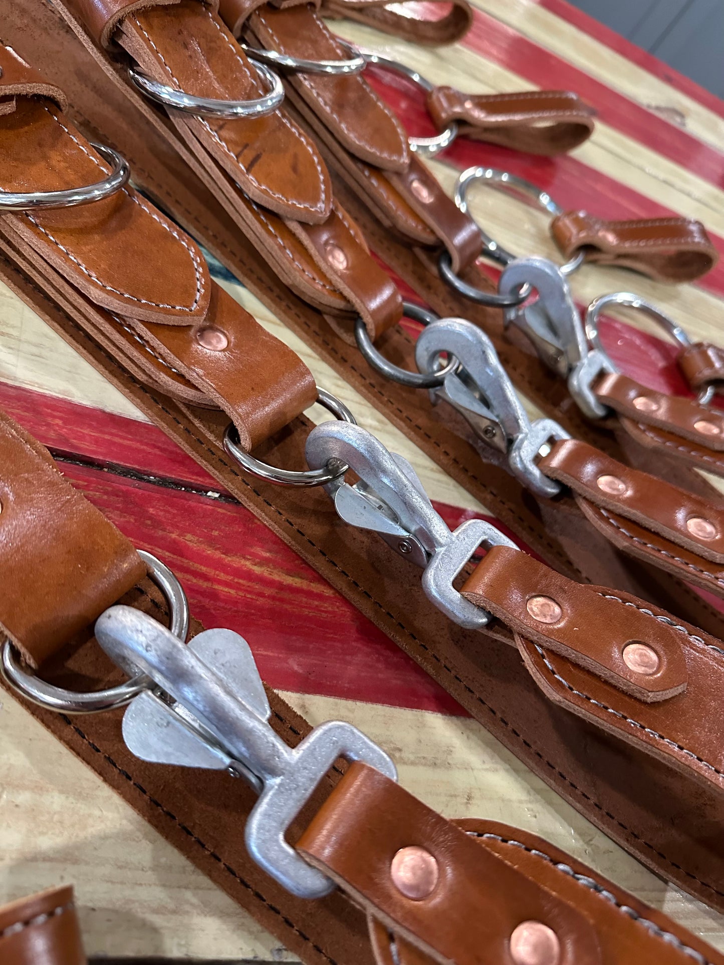 PRE ORDER - SADDLE BROWN LEATHER STITCHED EXTRICATION / TRUCK BELT