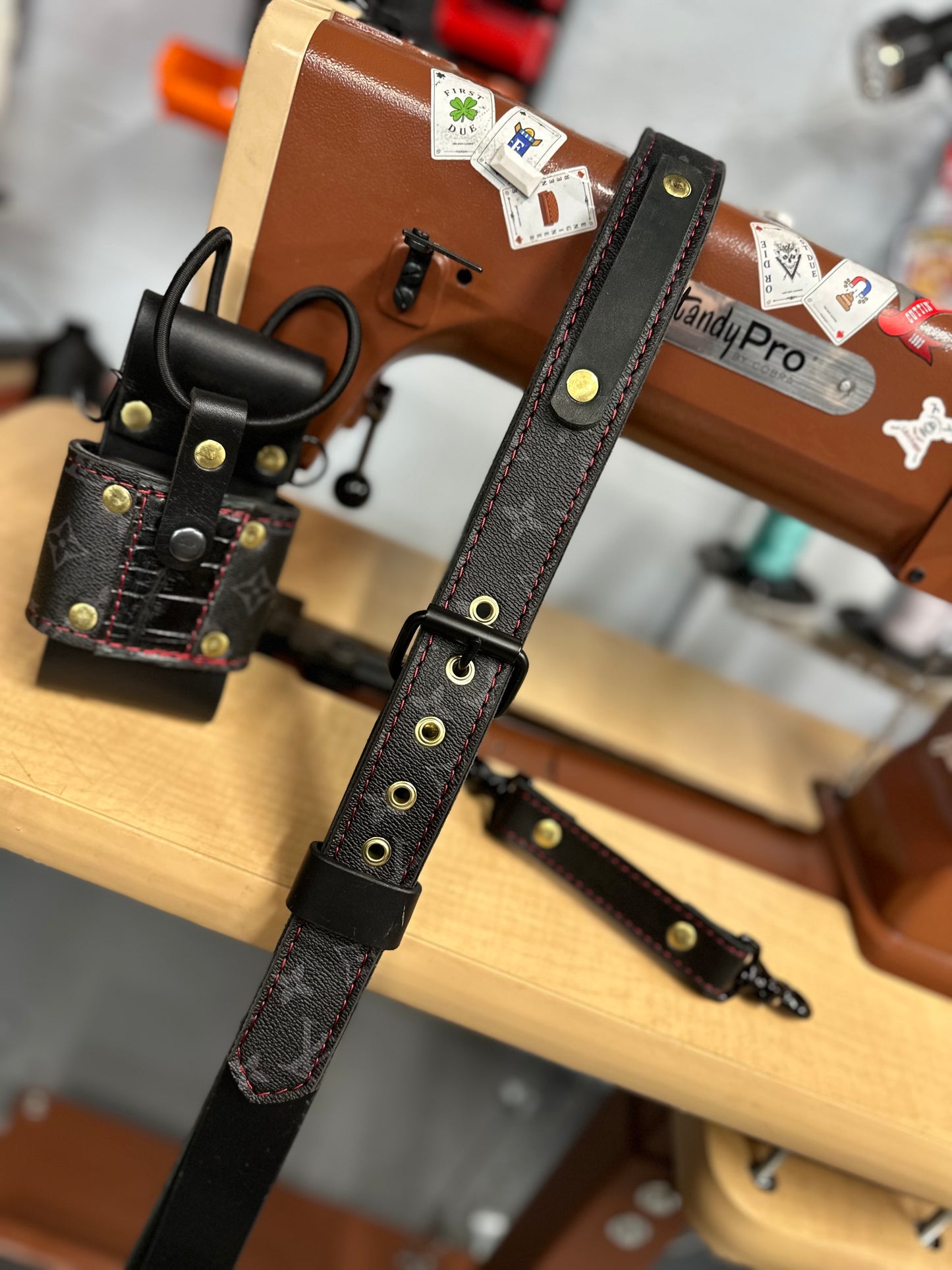 PRE ORDER - Black Designer Monogram X Genuine American Gator Strap Set