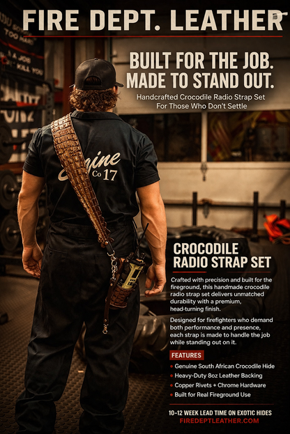 PRE ORDER- Fat Back - Genuine Crocodile Radio Strap Set