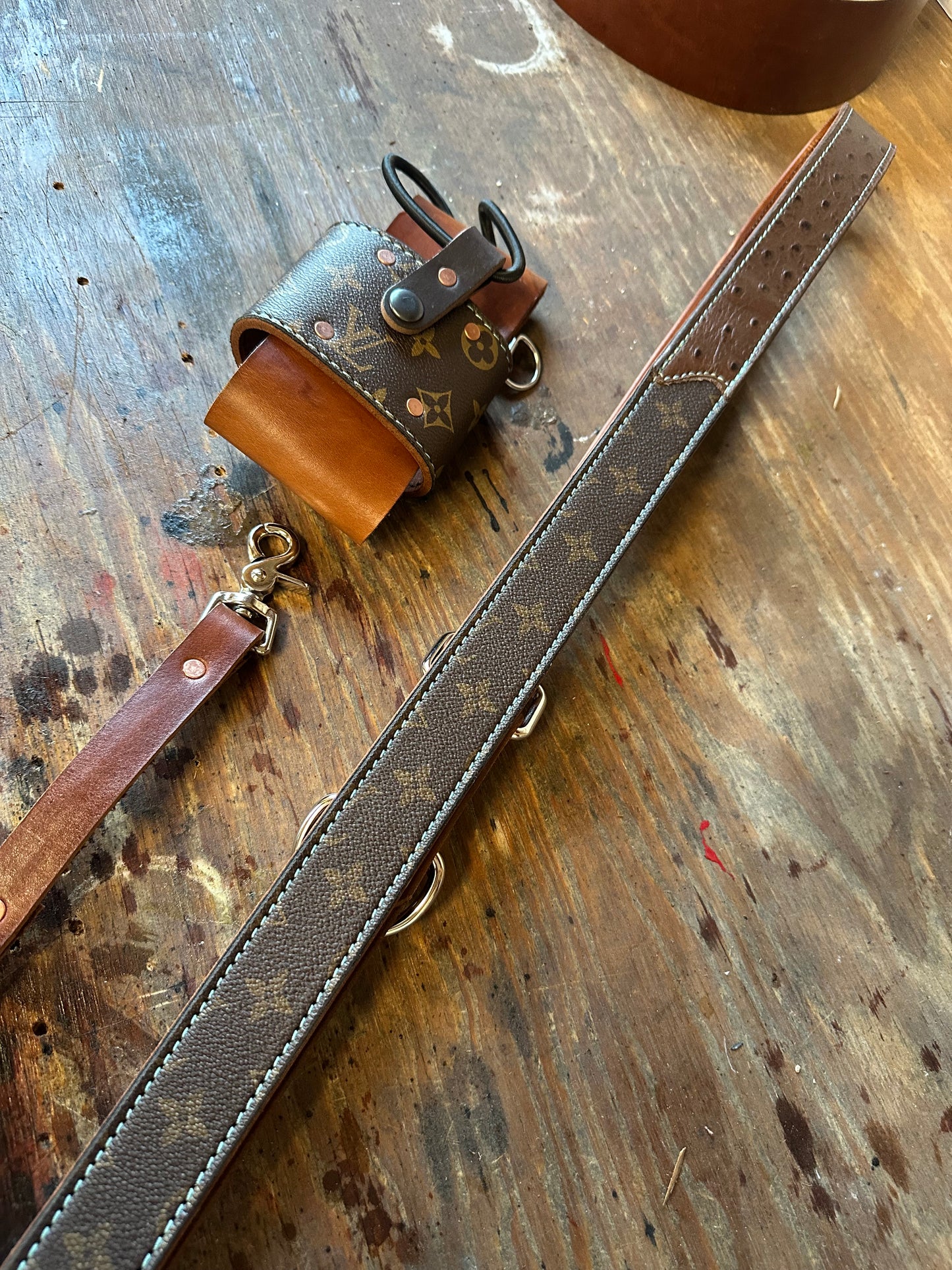Designer Monogram x Ostrich Strap Set