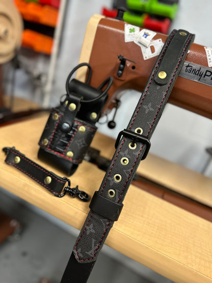 PRE ORDER - Black Designer Monogram X Genuine American Gator Strap Set