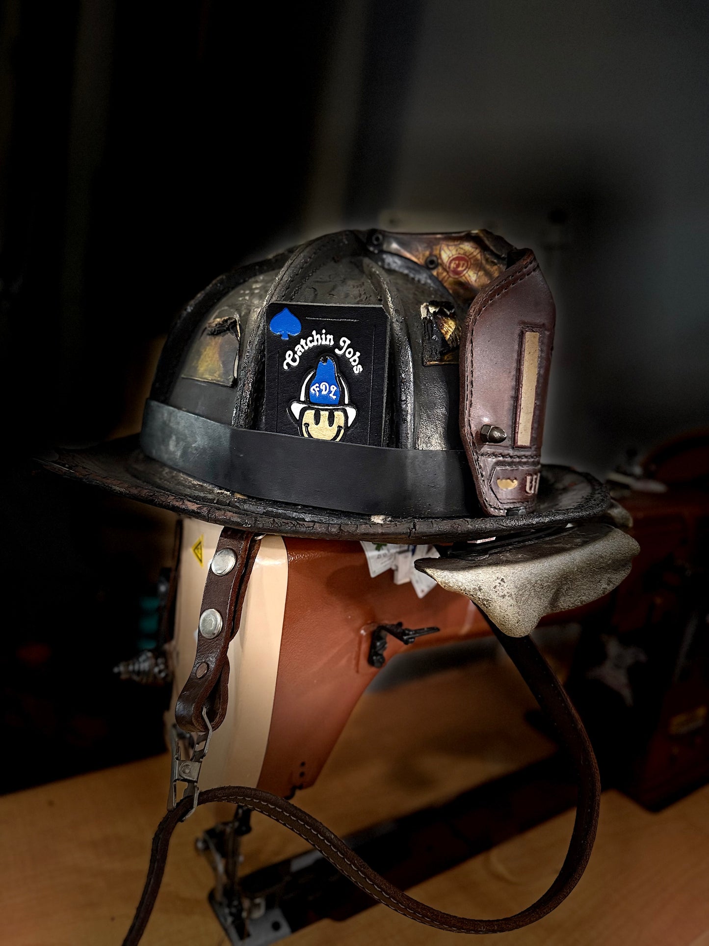 Catchin' Jobs - Leather Helmet Card