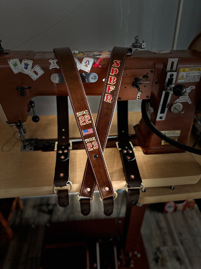 LEATHER BUNKER GEAR SUSPENDERS