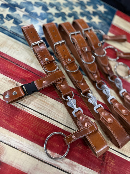 PRE ORDER - SADDLE BROWN LEATHER STITCHED EXTRICATION / TRUCK BELT