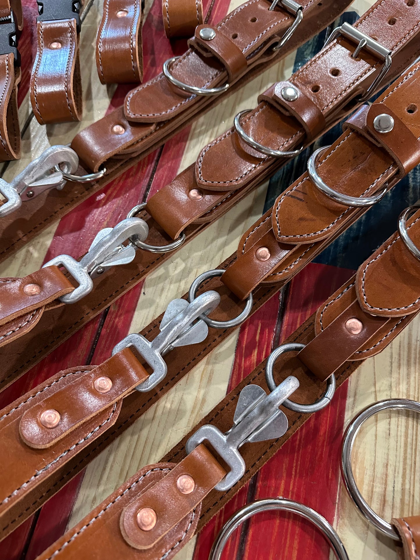 PRE ORDER - SADDLE BROWN LEATHER STITCHED EXTRICATION / TRUCK BELT