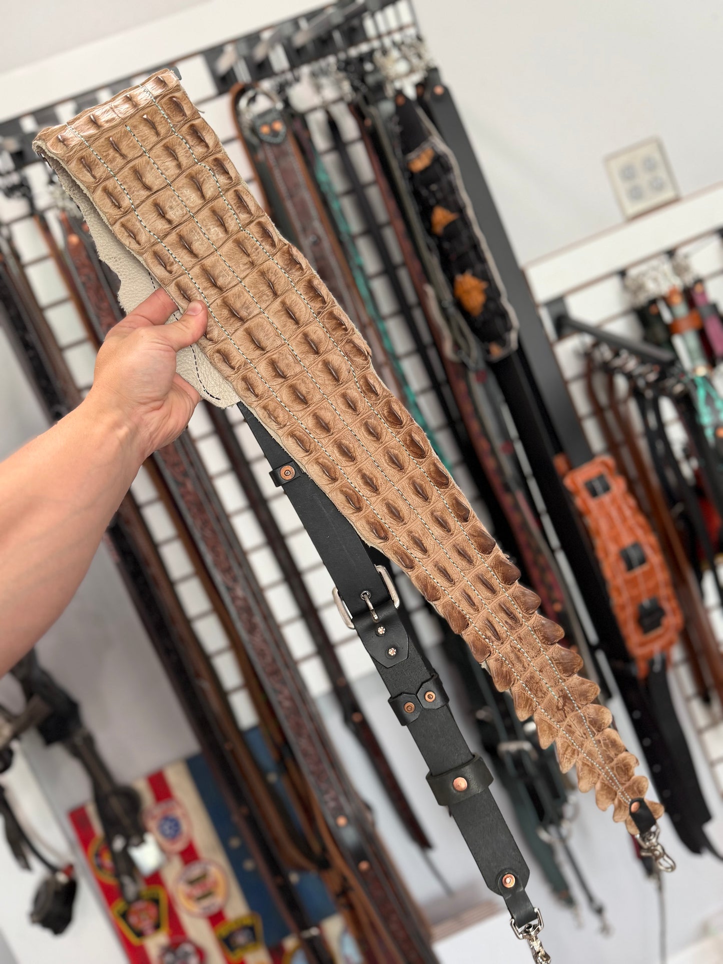 Fat Back - Genuine Crocodile Radio Strap Set