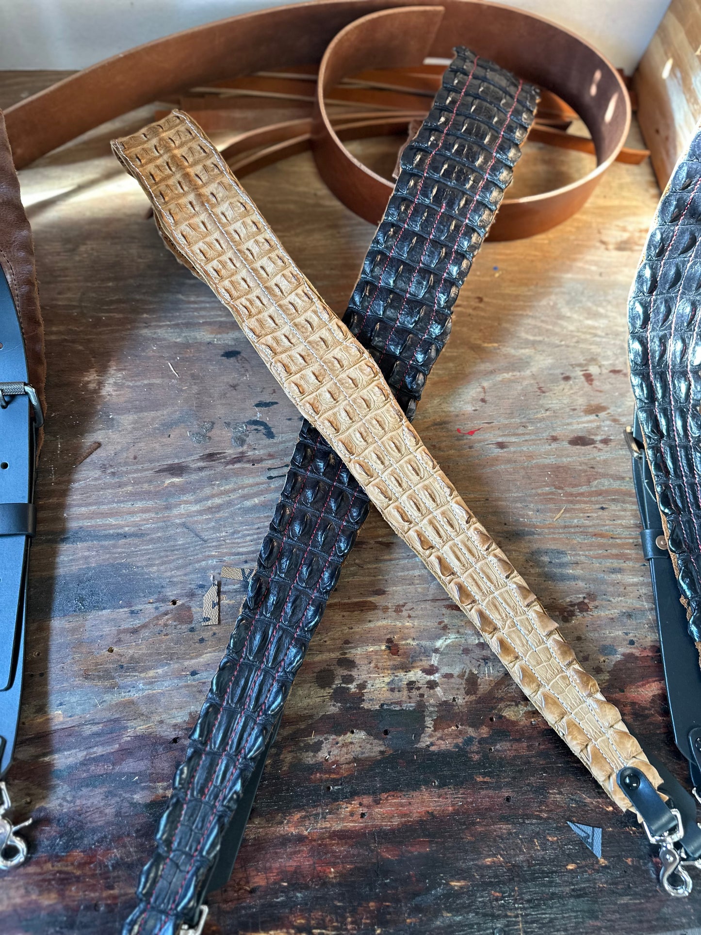 Fat Back - Genuine Crocodile Radio Strap Set